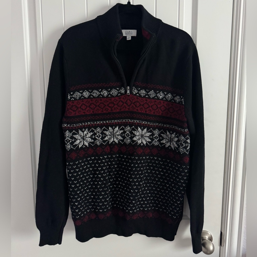 Croft & Barrow Black and Red Zip Up Sweater